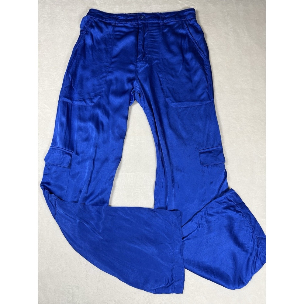 YFB Young‎ Fabulous And Broke Royal Blue Electric Satin Cargo Pant Size S Small